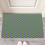 Mardi Gras Zigzag Pattern Print Rubber Doormat