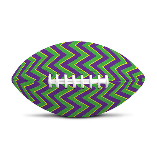 Mardi Gras Zigzag Pattern Print Rugby Ball