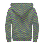 Mardi Gras Zigzag Pattern Print Sherpa Lined Zip Up Hoodie