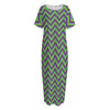 Mardi Gras Zigzag Pattern Print Short Sleeve Long Nightdress