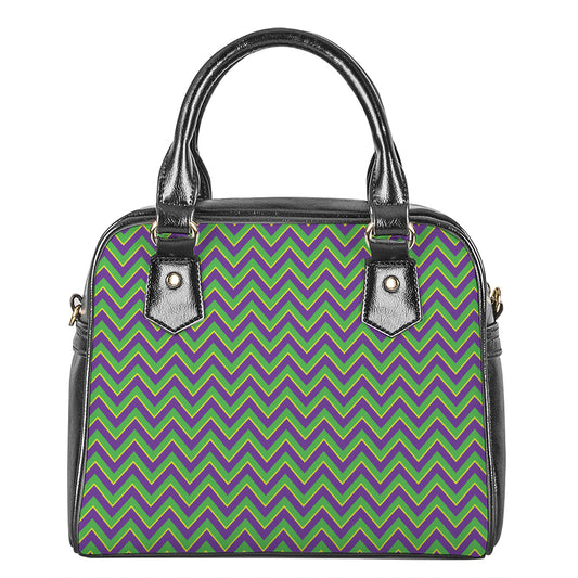 Mardi Gras Zigzag Pattern Print Shoulder Handbag