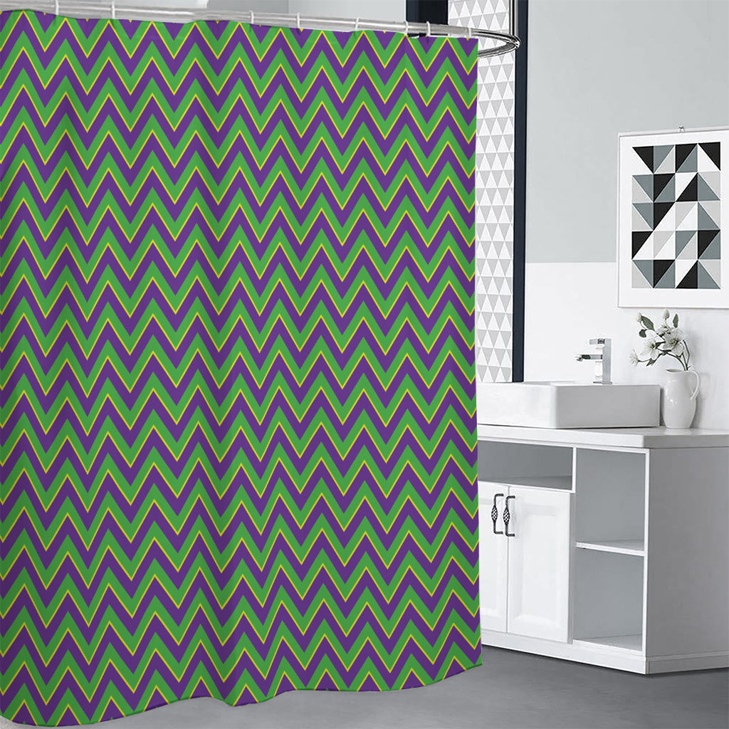 Mardi Gras Zigzag Pattern Print Shower Curtain