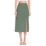 Mardi Gras Zigzag Pattern Print Side Slit Midi Skirt