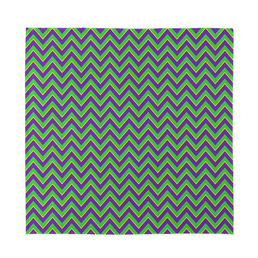 Mardi Gras Zigzag Pattern Print Silk Bandana