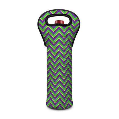 Mardi Gras Zigzag Pattern Print Single Neoprene Wine Tote