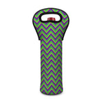Mardi Gras Zigzag Pattern Print Single Neoprene Wine Tote