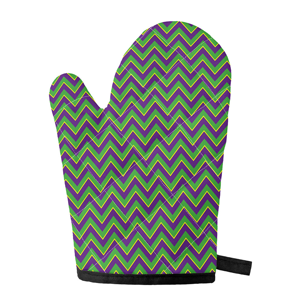 Mardi Gras Zigzag Pattern Print Single Oven Mitt
