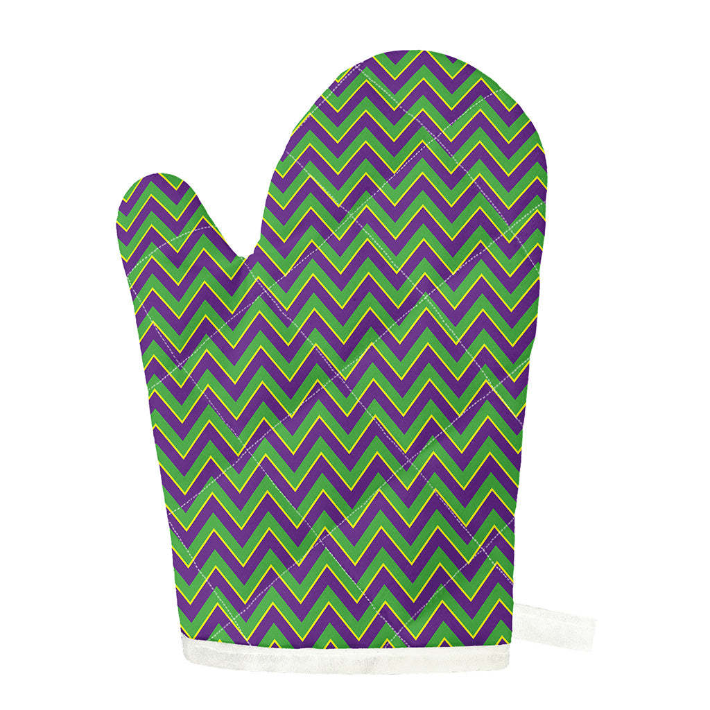 Mardi Gras Zigzag Pattern Print Single Oven Mitt