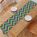 Mardi Gras Zigzag Pattern Print Table Runner