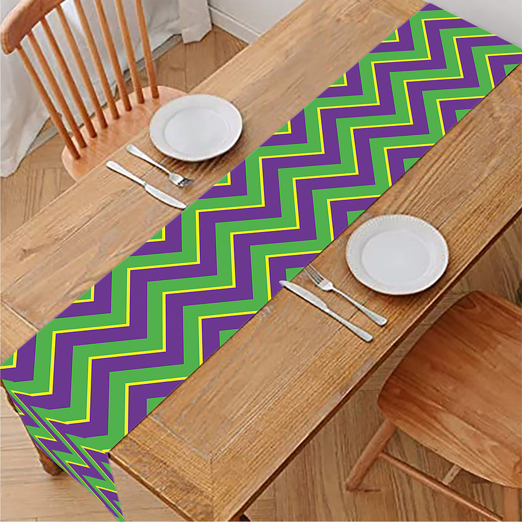 Mardi Gras Zigzag Pattern Print Table Runner