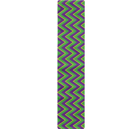 Mardi Gras Zigzag Pattern Print Table Runner