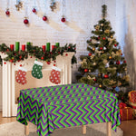 Mardi Gras Zigzag Pattern Print Tablecloth