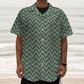 Mardi Gras Zigzag Pattern Print Textured Short Sleeve Shirt
