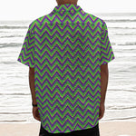 Mardi Gras Zigzag Pattern Print Textured Short Sleeve Shirt