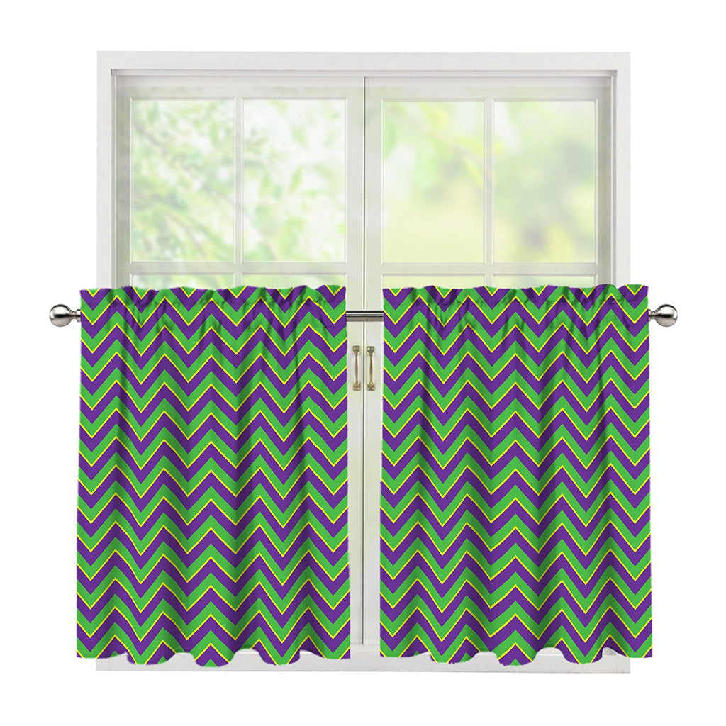 Mardi Gras Zigzag Pattern Print Tier Curtains