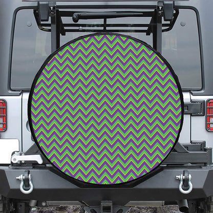 Mardi Gras Zigzag Pattern Print Tire Cover