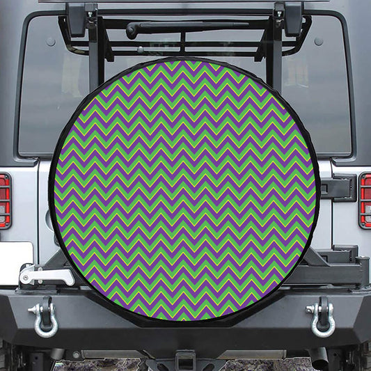 Mardi Gras Zigzag Pattern Print Tire Cover