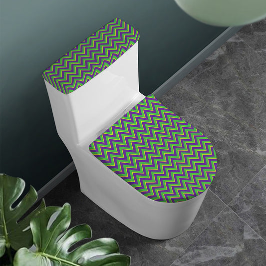 Mardi Gras Zigzag Pattern Print Toilet Lid And Tank Cover Set