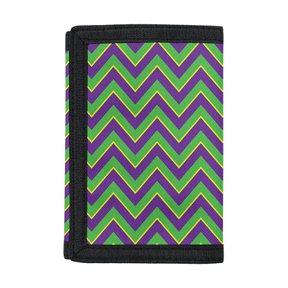 Mardi Gras Zigzag Pattern Print Trifold Wallet