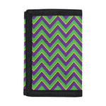 Mardi Gras Zigzag Pattern Print Trifold Wallet
