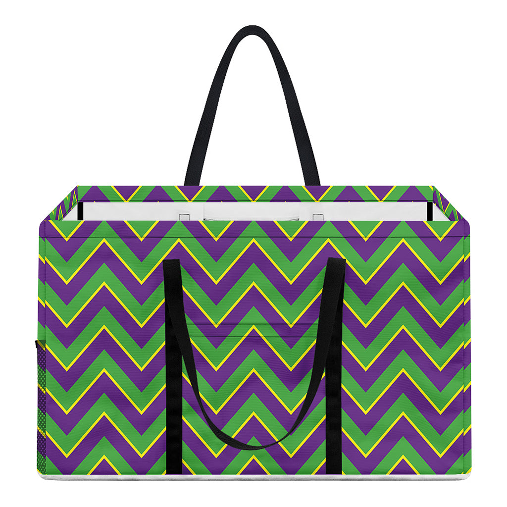 Mardi Gras Zigzag Pattern Print Utility Tote Bag