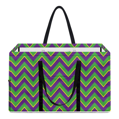 Mardi Gras Zigzag Pattern Print Utility Tote Bag
