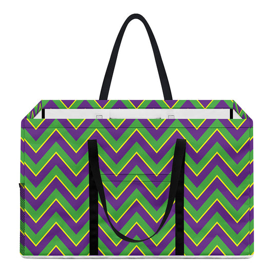 Mardi Gras Zigzag Pattern Print Utility Tote Bag