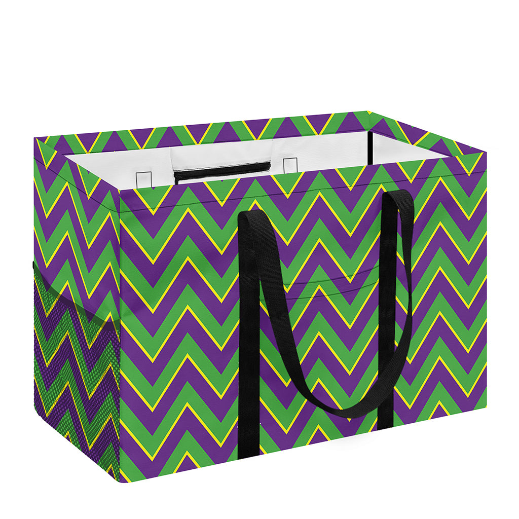Mardi Gras Zigzag Pattern Print Utility Tote Bag
