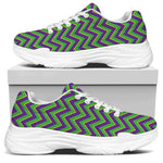 Mardi Gras Zigzag Pattern Print White Chunky Shoes