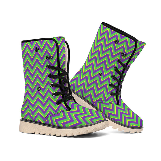 Mardi Gras Zigzag Pattern Print Winter Boots
