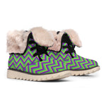 Mardi Gras Zigzag Pattern Print Winter Boots