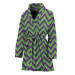 Mardi Gras Zigzag Pattern Print Women's Bathrobe