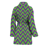 Mardi Gras Zigzag Pattern Print Women's Bathrobe