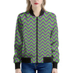 Mardi Gras Zigzag Pattern Print Women's Bomber Jacket
