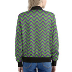 Mardi Gras Zigzag Pattern Print Women's Bomber Jacket