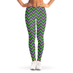 Mardi Gras Zigzag Pattern Print Women's Leggings