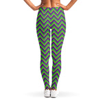 Mardi Gras Zigzag Pattern Print Women's Leggings