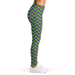 Mardi Gras Zigzag Pattern Print Women's Leggings