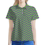 Mardi Gras Zigzag Pattern Print Women's Polo Shirt