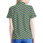 Mardi Gras Zigzag Pattern Print Women's Polo Shirt