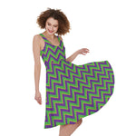 Mardi Gras Zigzag Pattern Print Women's Sleeveless Dress