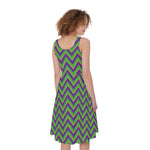 Mardi Gras Zigzag Pattern Print Women's Sleeveless Dress