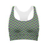 Mardi Gras Zigzag Pattern Print Women's Sports Bra