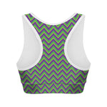 Mardi Gras Zigzag Pattern Print Women's Sports Bra