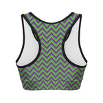 Mardi Gras Zigzag Pattern Print Women's Sports Bra