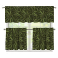 Marijuana Leaf Pattern Print 3 Piece Kitchen Curtains