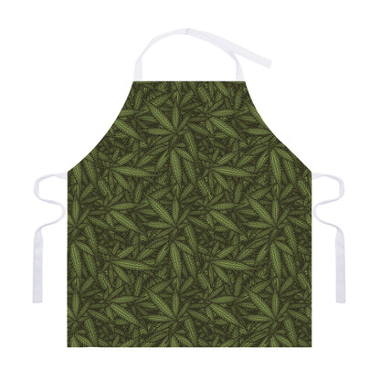 Marijuana Leaf Pattern Print Adjustable Apron