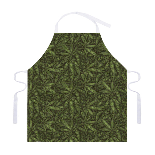Marijuana Leaf Pattern Print Adjustable Apron
