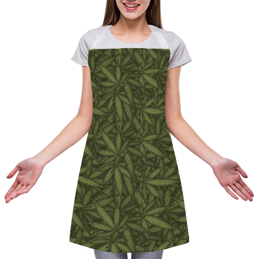 Marijuana Leaf Pattern Print Adjustable Apron