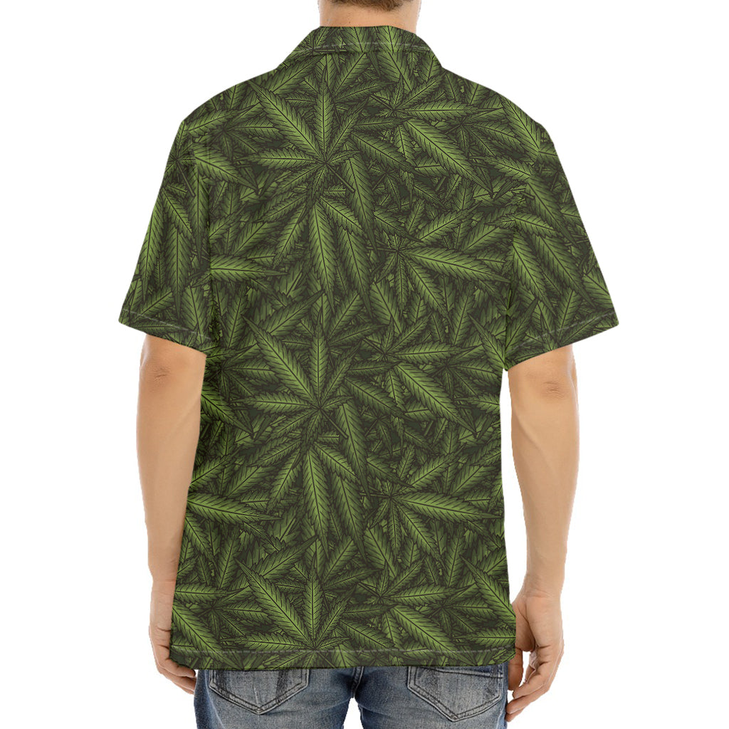 Marijuana Leaf Pattern Print Aloha Shirt